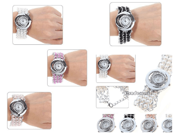 Relogio de strass com pulseira ajustavel