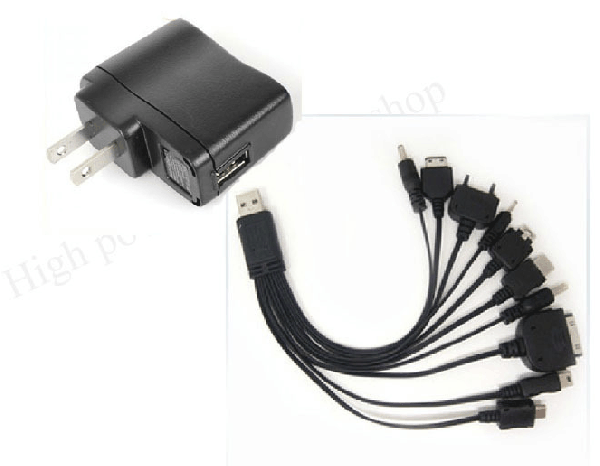 Cabo USB 10 em 1 Universal + carregador usb bivolt