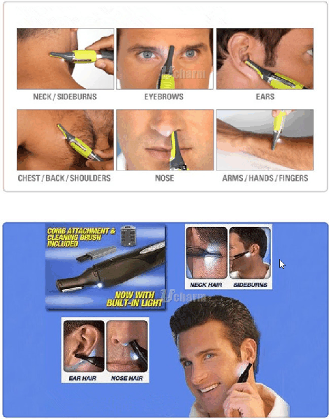 Trimmer de pelos e sobrancelhas com led - frete gratis