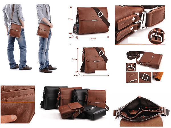 Bolsa masculina couro (2 tamanhos - cores)