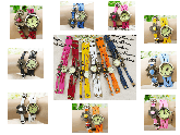 Relogio feminino com flores - pulseira couro