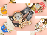 Relogio pulseira strass e borboleta