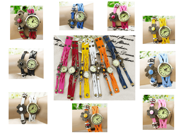 Relogio feminino com flores - pulseira couro