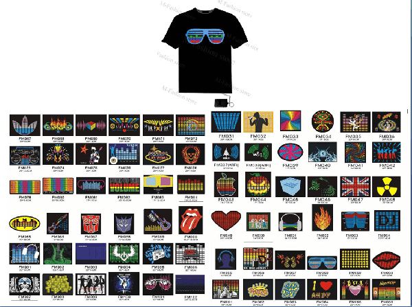 Tshirt LED Activada por Som - Modelos diversos