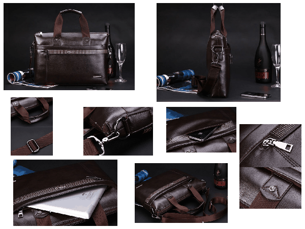 Bolsa de couro masculina - cor única